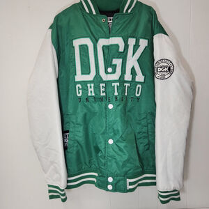Rare DGK Ghetto University Bomber Coat Green Alumni 2002 Men’s XXL Y2k Vintage